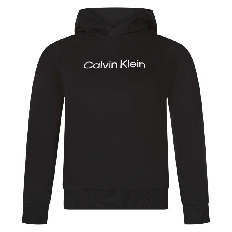 Calvin Klein Jeans - Sweat En Coton Noir Uni Avec Une Coupe Droite Et Le Nom De La Marque Au Centre - Noir Calvin Klein Jeans - Sweat En Coton Noir Uni Avec Une Coupe Droite Et Le Nom De La Marque Au Centre - Noir