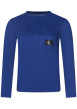 Thumbnail T-shirt en coton bleu uni avec un col rond et une poche à rabat
