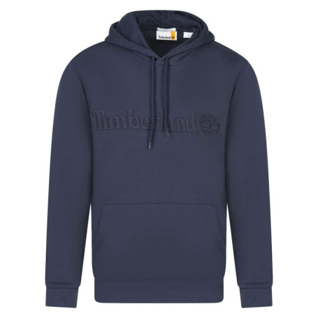 Sweat à capuche en coton mélangé marine uni...
