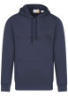 Thumbnail Sweat à capuche en coton mélangé marine uni avec nom de la marque