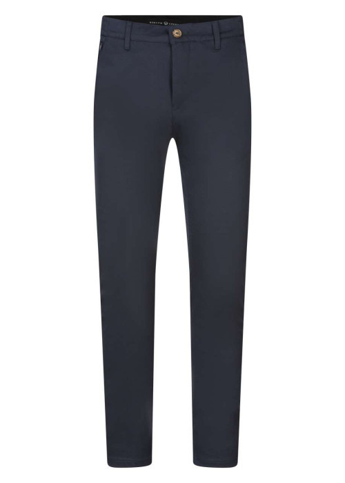 Pantalon marine uni avec une coupe droite et des passants pour ceinture