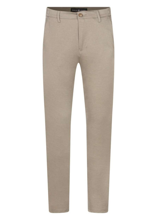 Pantalon beige uni avec une coupe droite et des passants pour ceinture
