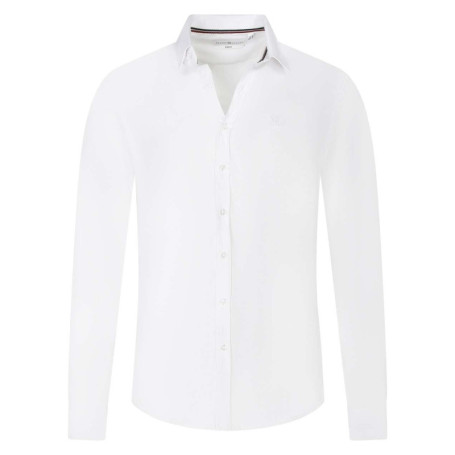 Chemise blanche unie coupe ajustée col boutonné...