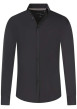 Thumbnail Chemise noire unie coupe slim fit col américain et à manches longues