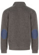 Thumbnail Sweat taupe uni avec une coupe droite, des coudières et un col boutonné - Image 2