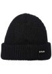 Thumbnail Bonnet noir en maille tricotée avec un revers large et le nom de la marque