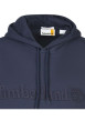 Thumbnail Sweat à capuche en coton mélangé marine uni avec nom de la marque - Image 3