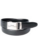 Thumbnail Ceinture en coton noire unie avec extrémité en pointe et logo embossé