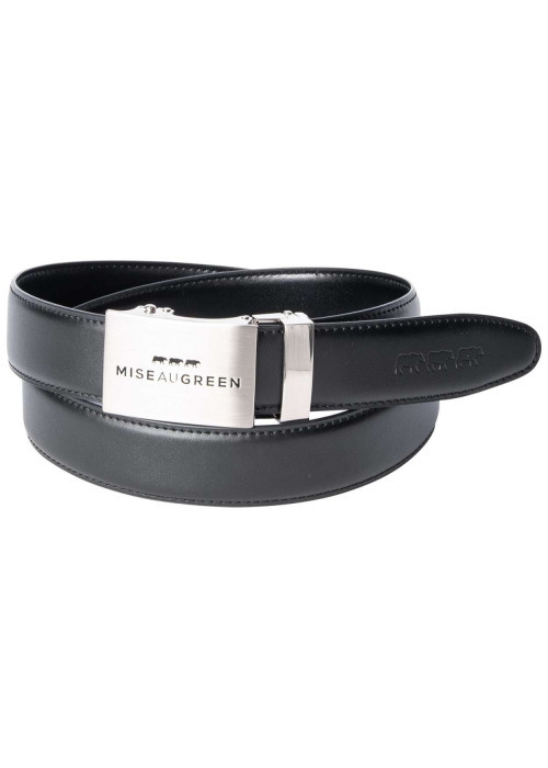 Ceinture en coton noire unie avec extrémité en pointe et logo embossé