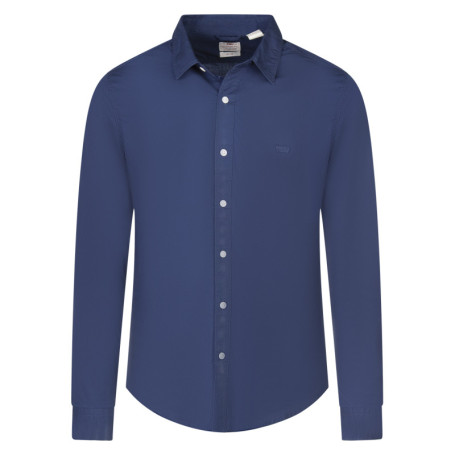 Chemise en coton marine unie avec une coupe...