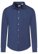 Thumbnail Chemise en coton marine unie avec une coupe droite et un col français