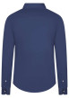 Thumbnail Chemise en coton marine unie avec une coupe droite et un col français - Image 2