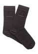 Thumbnail Chaussettes hautes marrons unies avec nom de la marque en beige