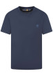 Thumbnail T-shirt en coton marine uni avec une coupe droite à col rond et logo