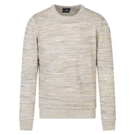 Pull beige chiné avec une coupe droite à col...