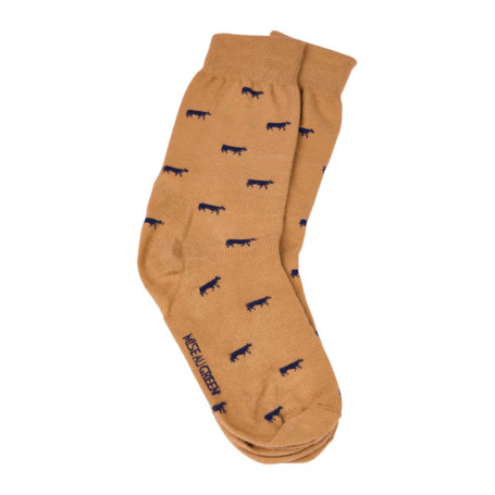 Chaussettes hautes en coton beige imprimées du...