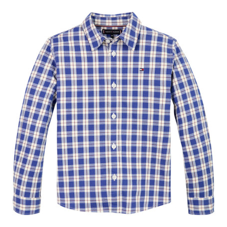 Chemise en coton bleue vichy avec une coupe...
