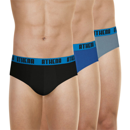 Lot de 3 slips en coton multicolores unis avec...