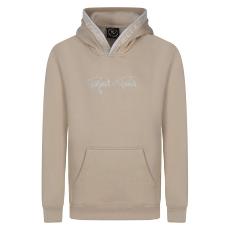 Sweat à capuche beige uni à coupe droite avec...