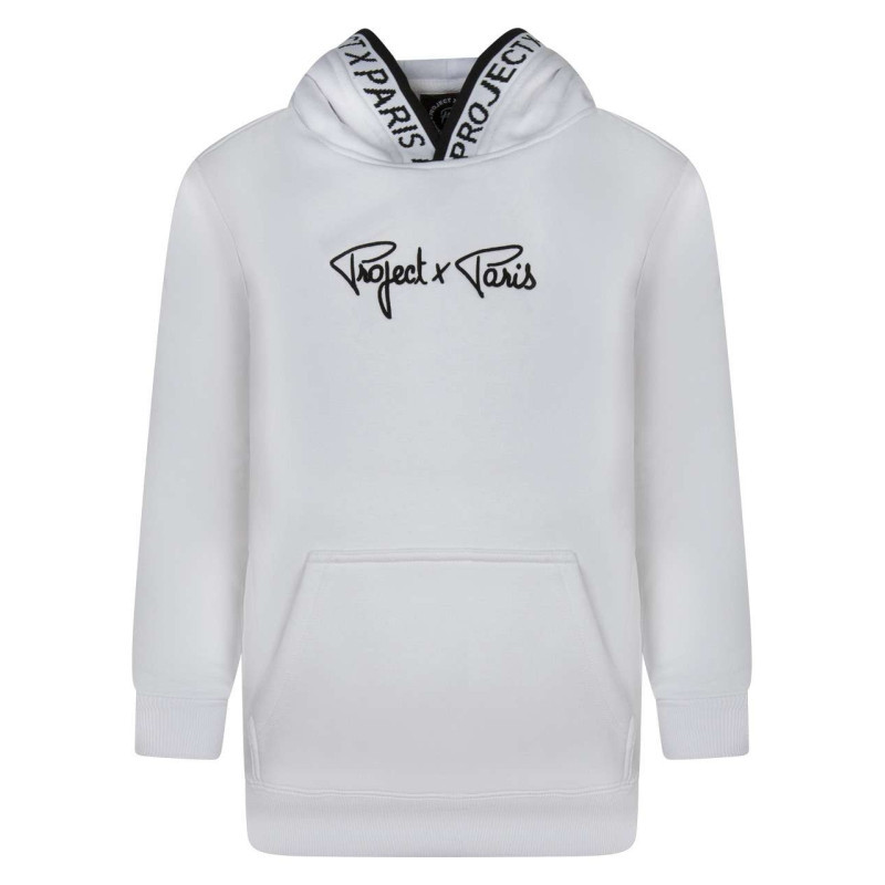 Project X - Sweat à Capuche Blanc Uni à Coupe Droite Avec Une Grande Poche - Blanc
