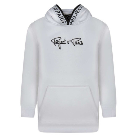 Sweat à capuche blanc uni à coupe droite avec...