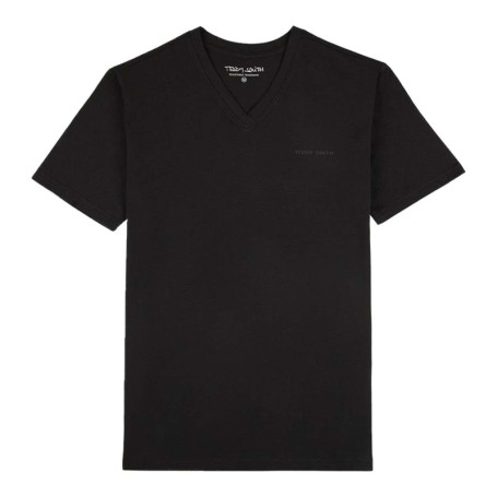 T-shirt en coton noir uni avec nom de la marque...