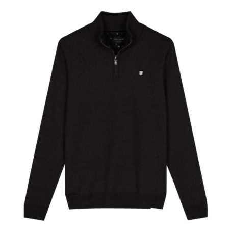 Pull noir uni avec une coupe droite et une...