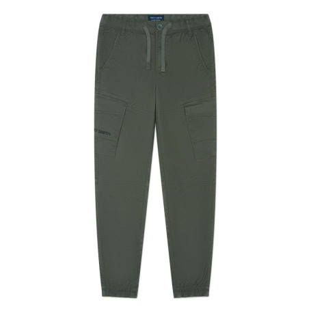 Pantalon en coton kaki uni avec une coupe...
