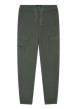 Thumbnail Pantalon en coton kaki uni avec une coupe droite et une taille élastiquée