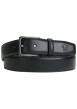 Thumbnail Ceinture en cuir noire unie avec logo de la marque et une boucle