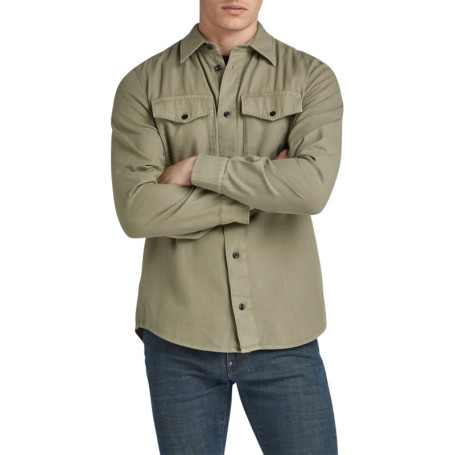 Chemise en coton kaki unie avec une coupe...