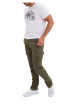 Thumbnail Cargo en coton kaki uni slim avec poches cargo zippées et poches à l'italienne - Image 5