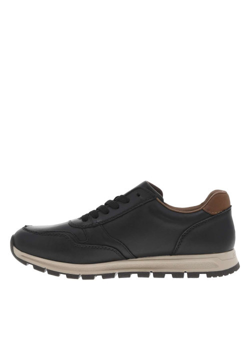 Sneakers noires à semelle intermédiaire beige à talon plat avec zip et lacets