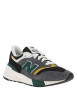 Thumbnail Baskets running noires, vertes et grises avec patch vert et lacets plats blancs - Image 3