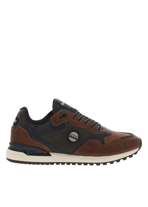 Sneakers brandy à talon plat et à lacets plats bicolores et patch rond