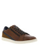 Thumbnail Sneakers en cuir cognac à semelles blanches plates avec lacets et zip - Image 3