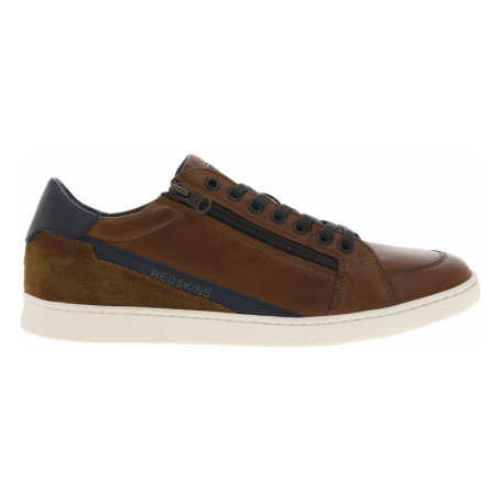 Sneakers en cuir cognac à semelles blanches...