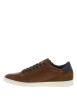 Thumbnail Sneakers en cuir cognac à semelles blanches plates avec lacets et zip - Image 2