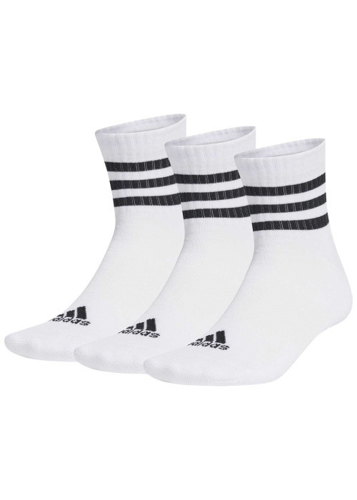 Lot de 3 paires de chaussettes mi-hautes blanches unies avec logo de la marque
