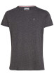 Thumbnail T-shirt noir chiné à coupe droite, col rond et à manches courtes