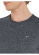Thumbnail T-shirt noir chiné à coupe droite, col rond et à manches courtes - Image 3
