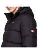 Thumbnail Doudoune noire unie à coupe droite et col à capuche avec liens élastiqués - Image 3