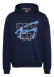 Thumbnail Sweat en coton marine à imprimé graffiti droit avec une capuche