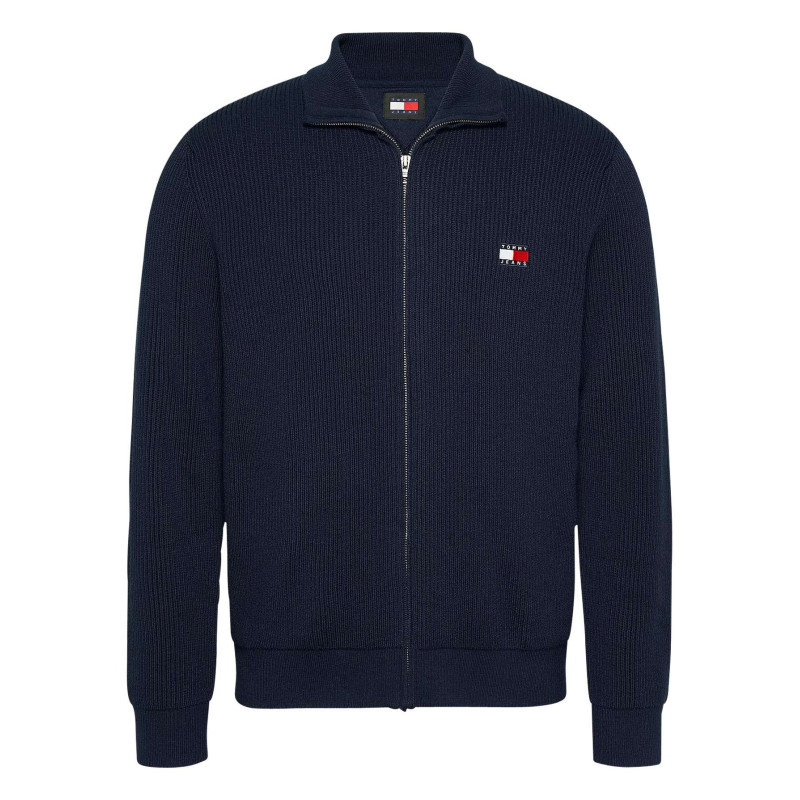 Tommy Jeans - Gilet Marine Uni Avec Une Coupe Droite Et Un Col Montant En Côtes - Marine