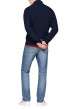 Thumbnail Gilet marine uni avec une coupe droite et un col montant en côtes - Image 2