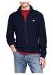 Thumbnail Gilet marine uni avec une coupe droite et un col montant en côtes - Image 4