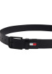 Thumbnail Ceinture en cuir noire avec boucle noire et logo de la marque sur le passant