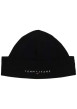 Thumbnail Bonnet en coton noir uni en polaire avec nom de la marque sur l'avant