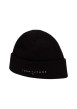 Thumbnail Bonnet en coton noir uni en polaire avec nom de la marque sur l'avant - Image 4