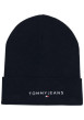 Thumbnail Bonnet en coton marine uni avec nom et logo de la marque sur le revers